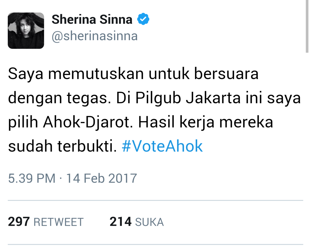 Pilihan mengejutkan Afgan, Sherina, hingga Radja Nainggolan soal pilkada DKI 2017
