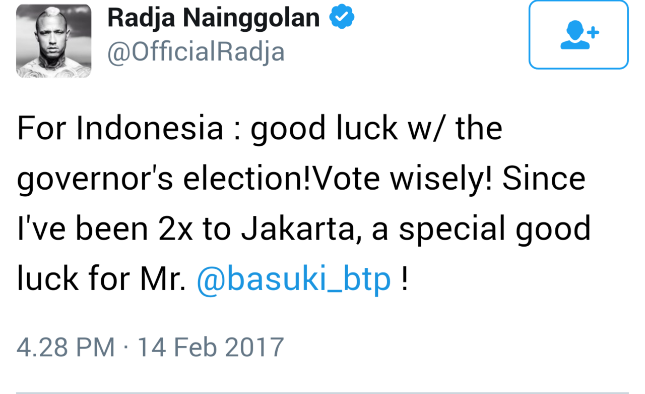 Pilihan mengejutkan Afgan, Sherina, hingga Radja Nainggolan soal pilkada DKI 2017