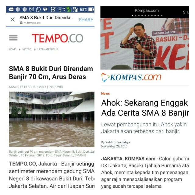 Warga: Ada Kok Beritanya Ahok Ngomong SMA 8 Tak Banjir Lagi, Jadi Masih Percaya?