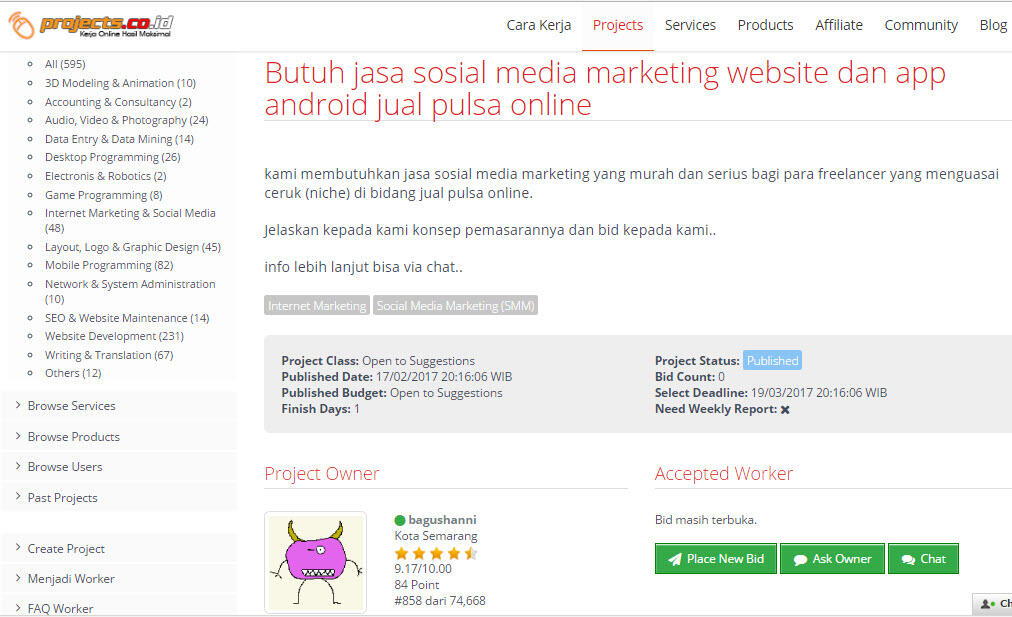 &#91;FREELANCE&#93; Butuh jasa sosial media marketing website &amp; app android jual pulsa online