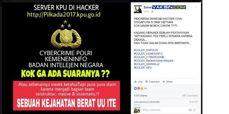 Kabar Server KPU Diretas Santer di Medsos, Benar atau &quot;Hoax&quot;?