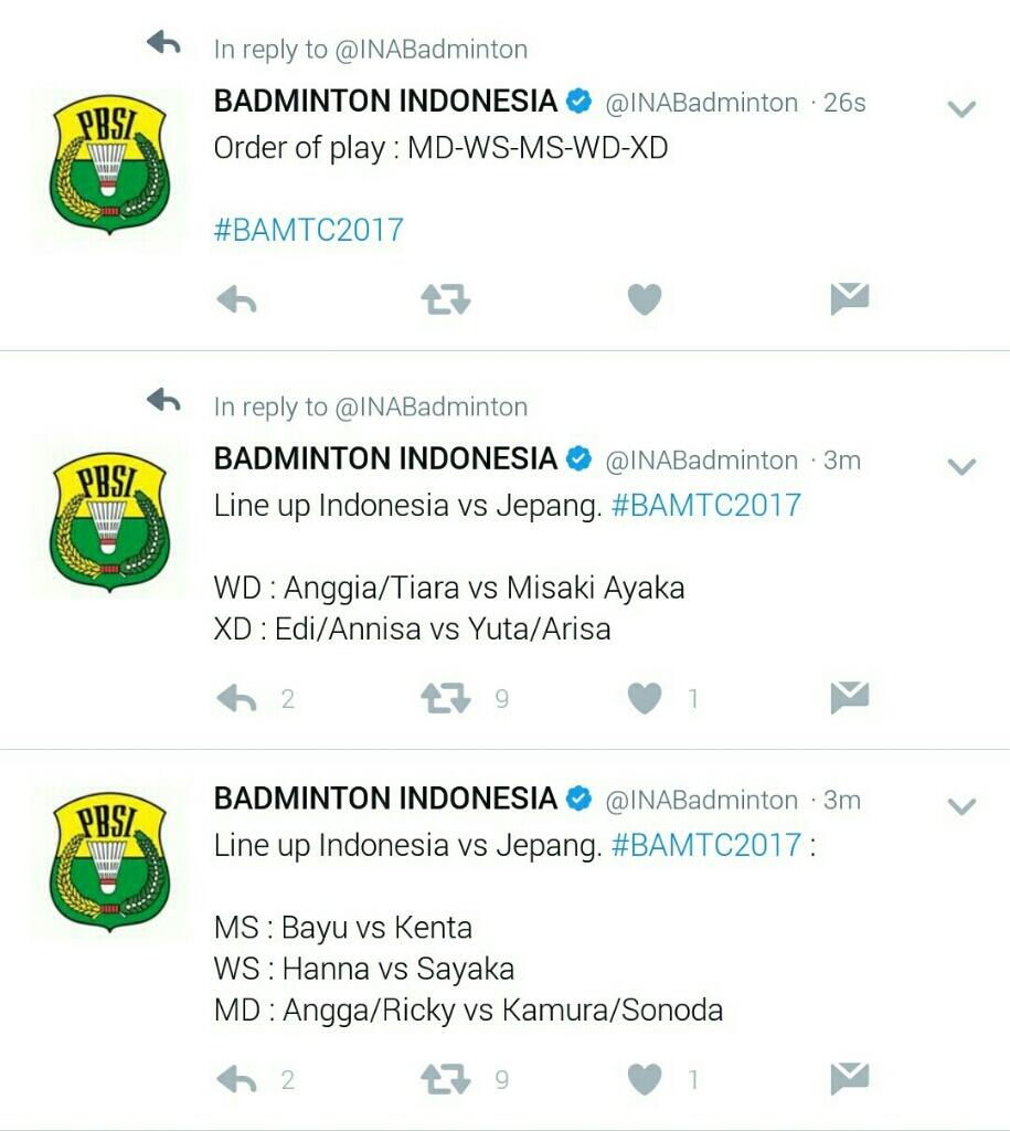 &#91;LIVE UPDATE&#93; QF BAMTC - INDONESIA VS JEPANG