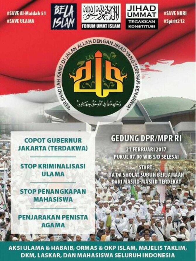 21 Februari, FUI gelar aksi bela Islam di DPR tuntut Ahok dicopot