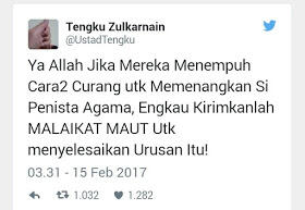 Wasekjen MUI Tengku Zulkarnain Doakan Pemilih Ahok Agar Nyawanya Dicabut Malaikat