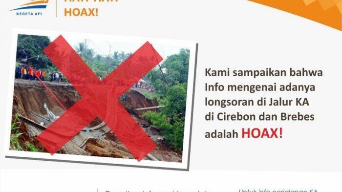 PT KAI Pastikan Hoax Beredarnya Foto Jalur Rel Cirebon-Brebes Longsor