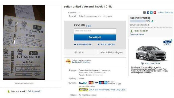 Tiket Palsu dan Calo Muncul Jelang Laga Sutton Kontra Arsenal