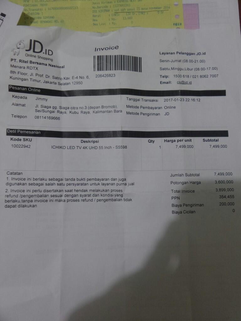 Layanan Purna Jual jd.id mengecewakan hanya Janji Doank.id