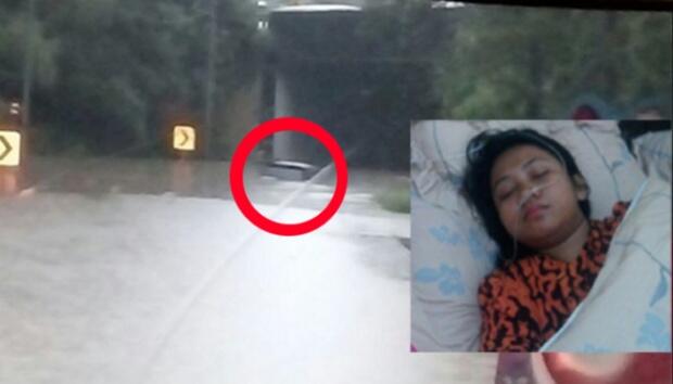 Perempuan Ini Histeris Terjebak Banjir di Exit Tol Cikunir