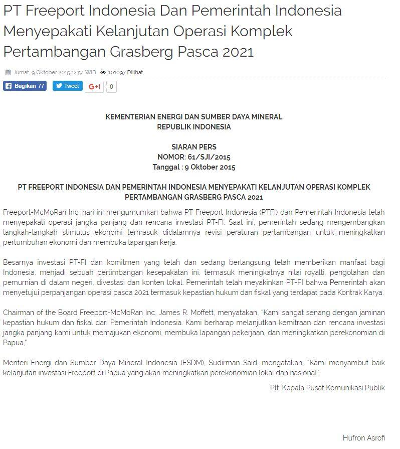 Menteri Jonan: Saya Kira Freeport Itu Gajah Ternyata Hanya Sapi