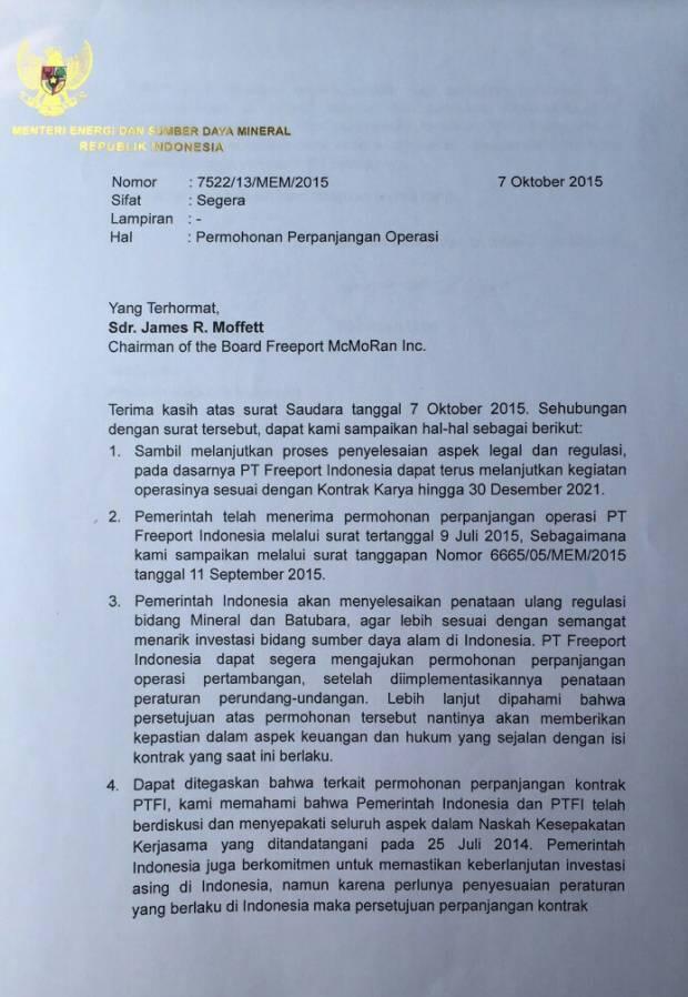 Surat Sudirman Said Jadi Titik Lemah Pemerintah Hadapi Freeport