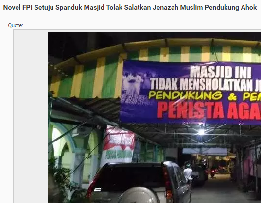 FPI Ngaku Tak Ada Kaitan dengan Spanduk Larangan Menyalatkan Mayat Pro-Ahok