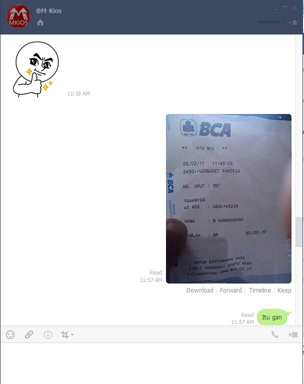 Penipuan jual beli pulsa/paket data/voucher game online atas nama M.Harmanshah .