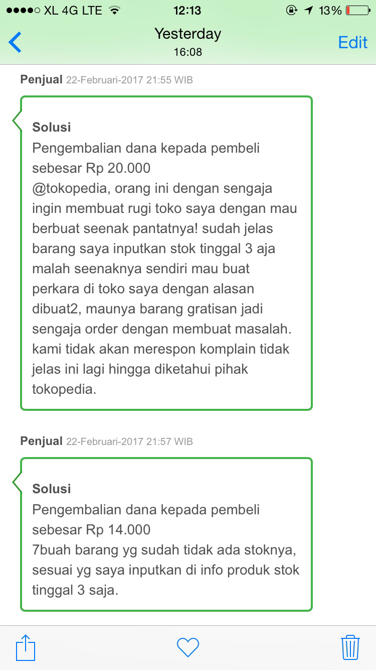 Seller di Tokopedia Kasar dan Tokopedia tutup mata