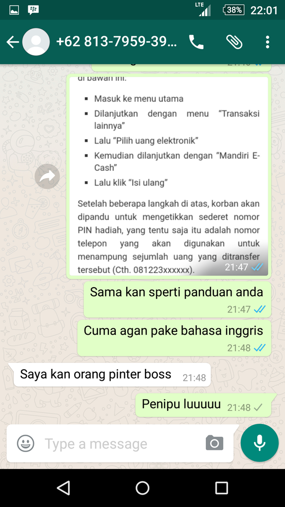Hati Hati kepada Pembeli yang ingin melakukan pembayaran dengan Mandiri E Cash