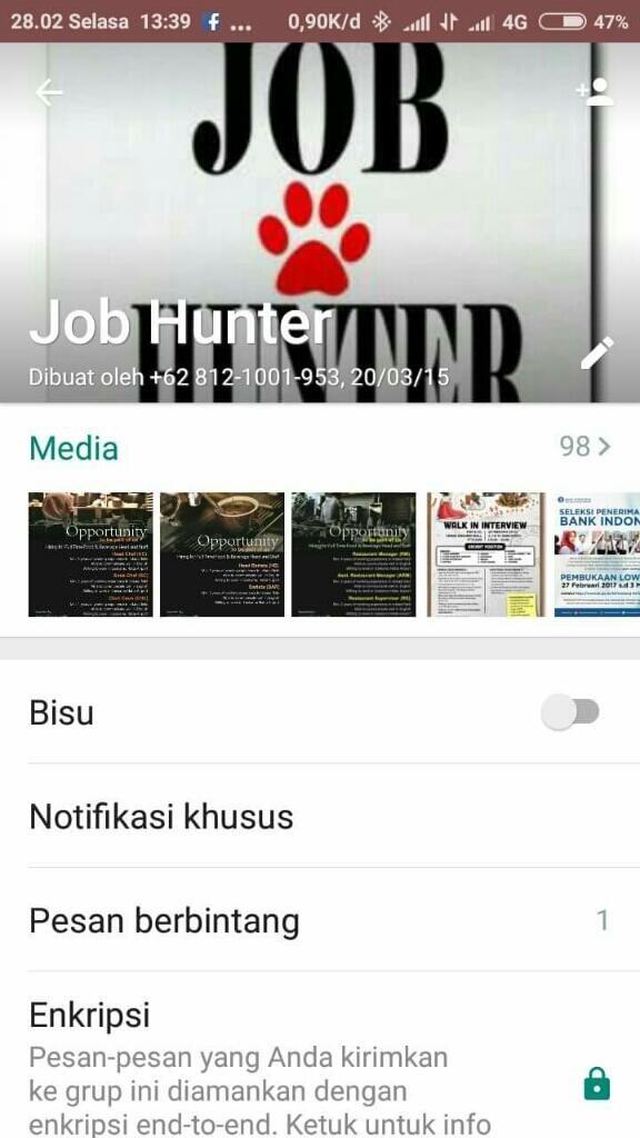 Grup JOB HUNTER whatsapp 