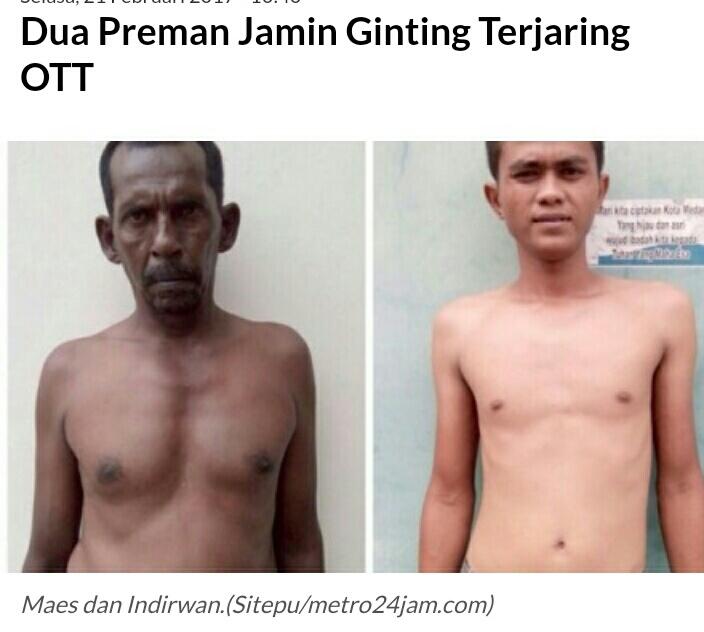 Dua Preman Jamin Ginting Terjaring OTT