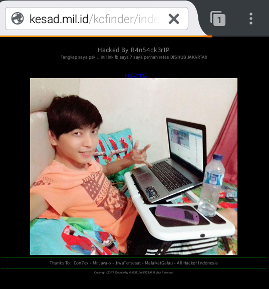 Situs kesad.mil.id milik Pusat Kesehatan Angkatan Darat di Hack