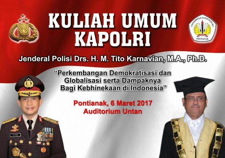 Kapolri Memberikan Kuliah Umum di Universitas Tanjungpura