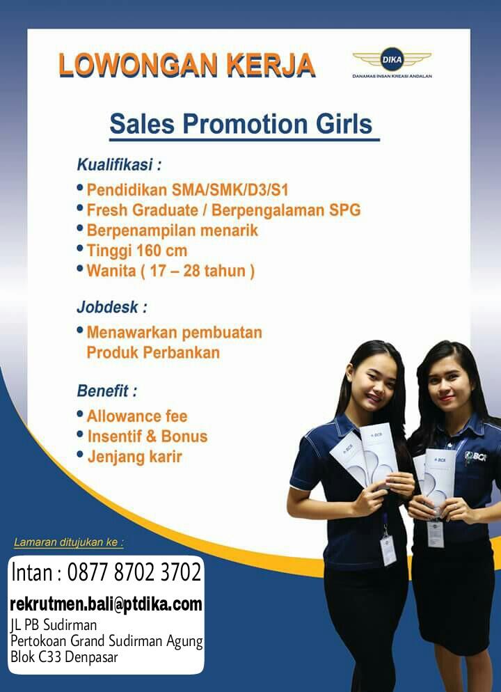 dicari SPG/SPB Produk perbankan