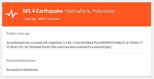 Pagi Ini, Pulau Morotai Diguncang Gempa 5,4 SR