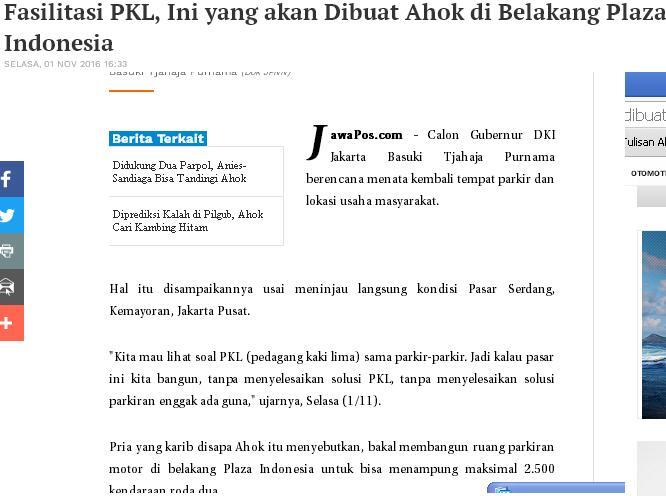 Usai Pelantikan Plt Gubernur, Djarot Resmikan Pujasera Blok S