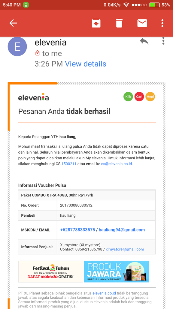 pengalaman beli kouta xl di elevenia