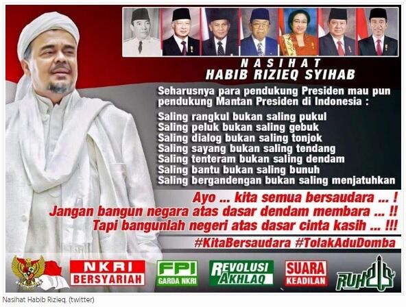 Habib Rizieq : Kita Bersaudara, Tolak Adu Domba