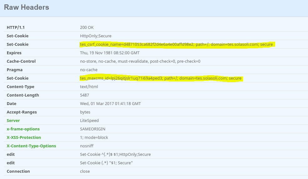 Security Header via htaccess