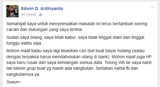 Edwinho, Penggelap Uang Asal Kediri