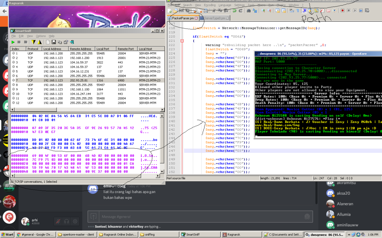 Nirsoft utils. SMARTSNIFF. Smsniff. Openkore.