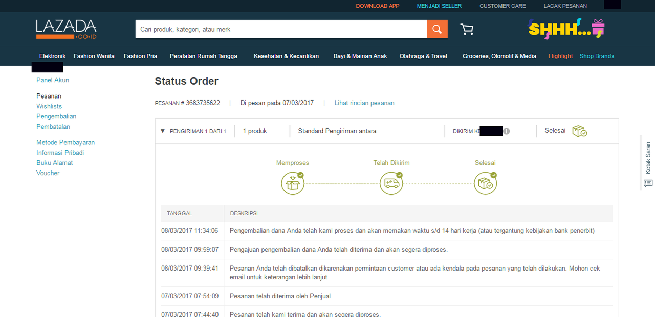 HATI2 BELANJA DI LAZADA, KL BATAL , DANA LAMA KEMBALI