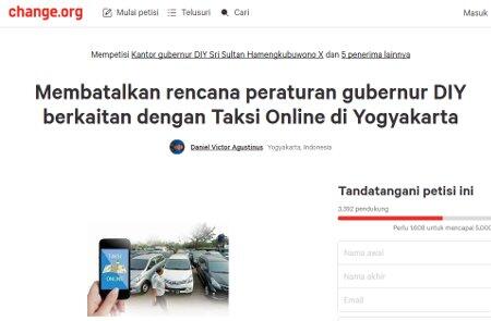 Taksi Online Bikin Petisi. Ini Kata Sultan Yogya