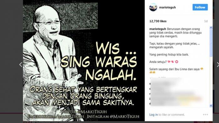 Ibu Kiswinar ke Kantor Polisi, Mario Teguh Unggah Foto 'Sing Waras Ngalah'