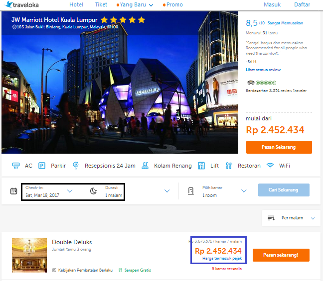 BEST DEALS - VOUCHER HOTEL KUALA LUMPUR LEBIH MURAH DARI TRAVELOKA