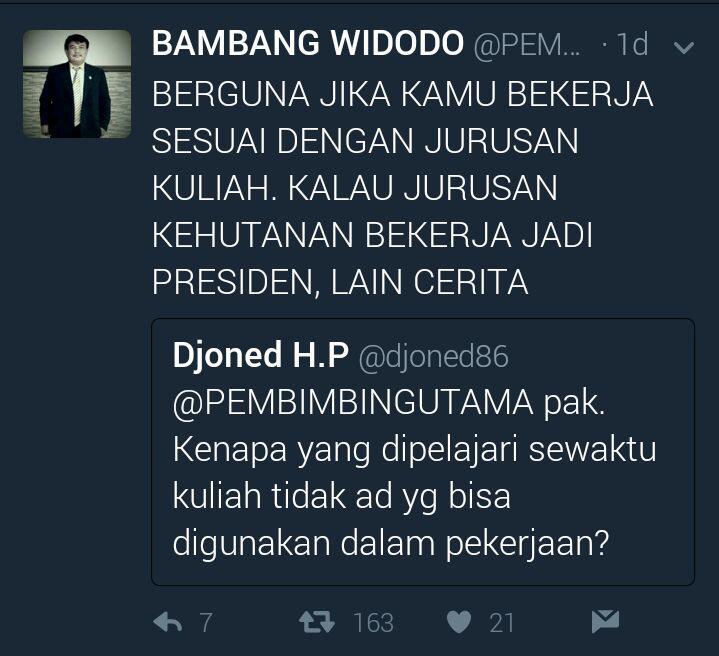 Tweet dosen gokil nanggapin pertanyaan mahasiswanya..#HappyFriday