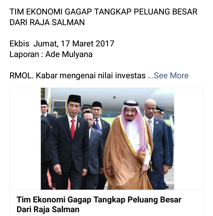 TIM EKONOMI GAGAP TANGKAP PELUANG BESAR DARI RAJA SALMAN