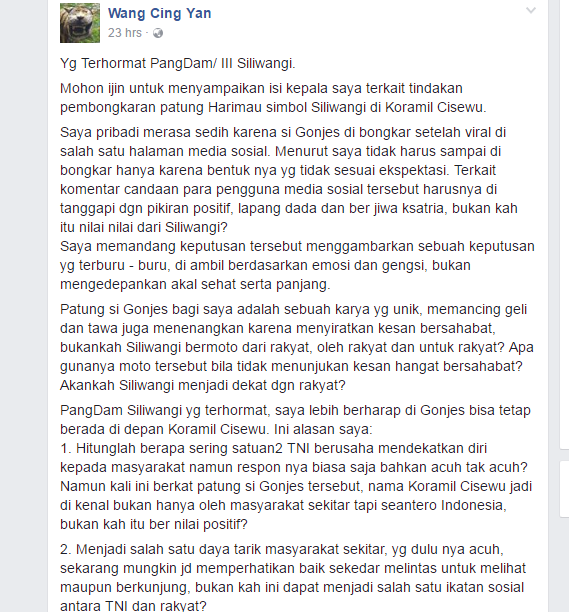 Begini Cerita dan Riwayat 'Patung Macan Siliwangi'