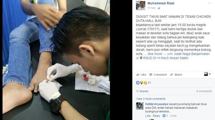 Duh, Anak Pegawai Dinkes Digigit Tikus Saat Makan di Restoran Cepat Saji
