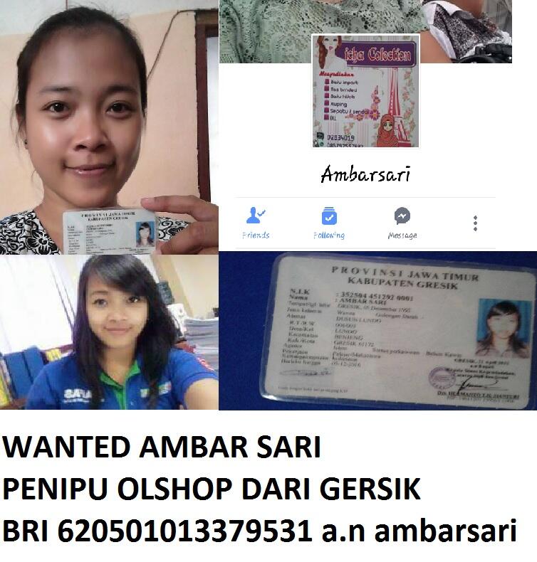 penipu online shop ambarsari BRI 620501013379531 gresik jawa timur