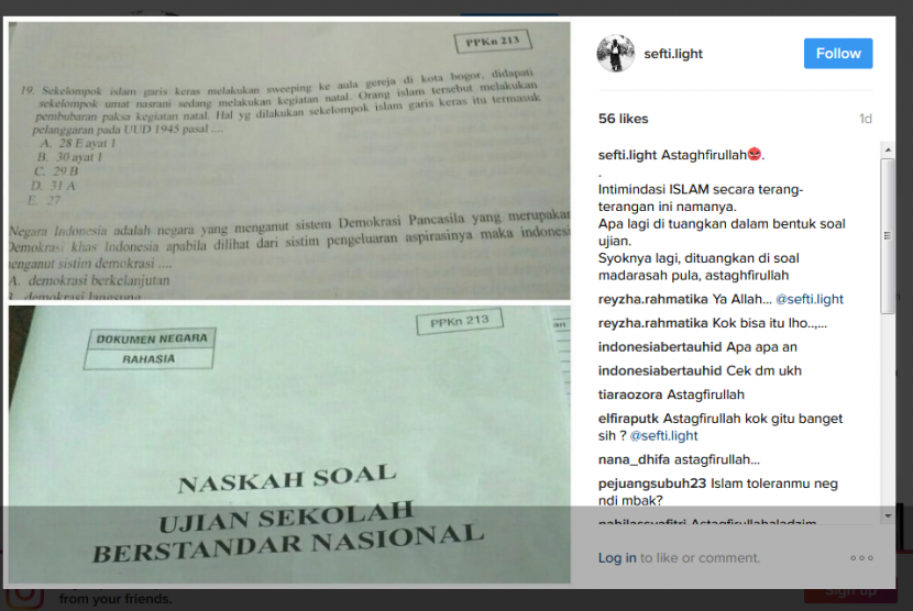 Guru Ini Benarkan Ada Soal Ujian SMA/MA yang Sudutkan Umat Islam