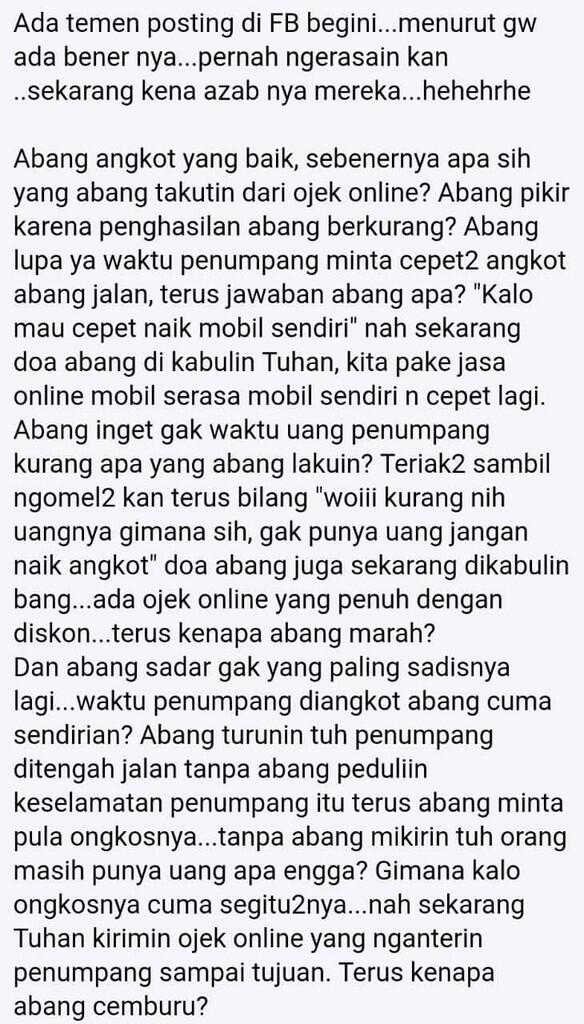 Kendaraan umum online vs konvensional. Sampaikan suaramu !!