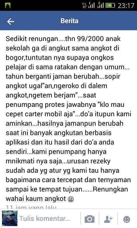 Kendaraan umum online vs konvensional. Sampaikan suaramu !!