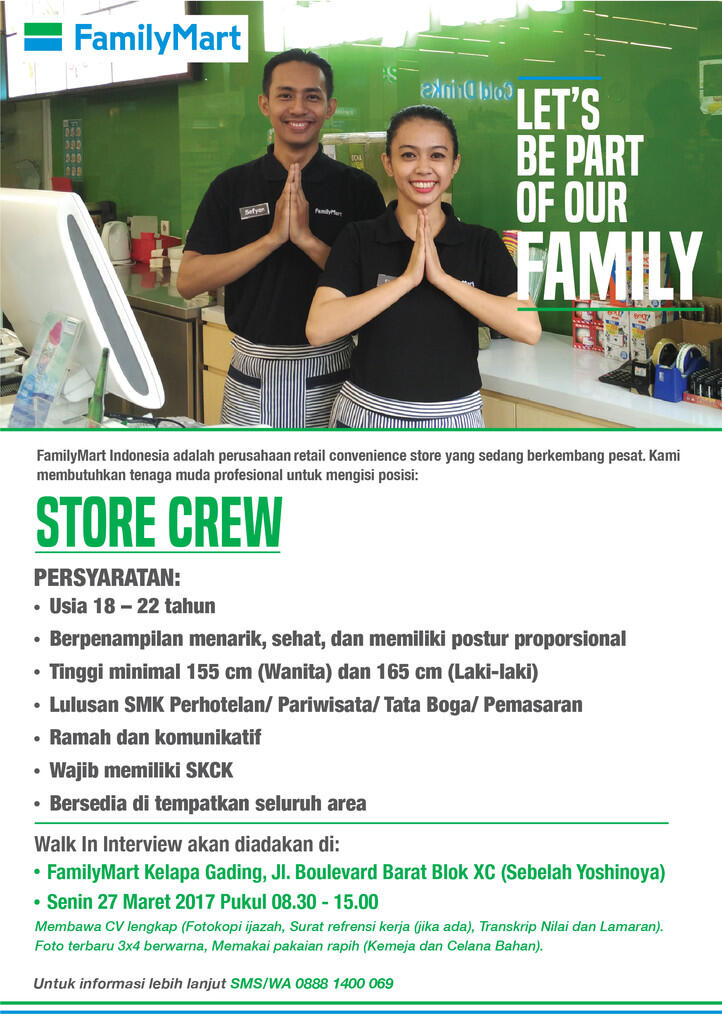 WALK IN INTERVIEW - STORE CREW JABODETABEK