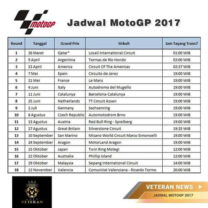 Nih Gan, Jadwal Kalender MotoGp 2017