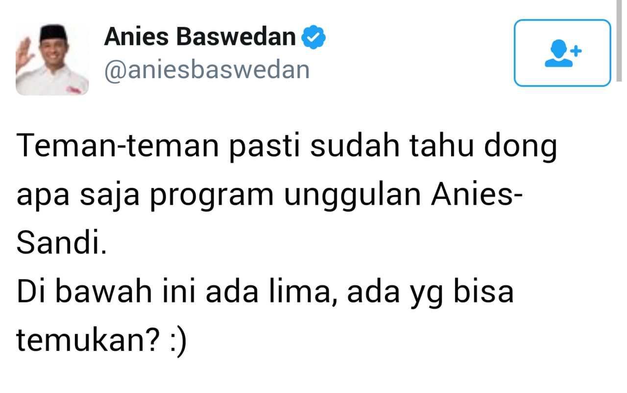 Jawaban Kocak Netizen Atas Permainan Tebak Kata Anies Baswedan