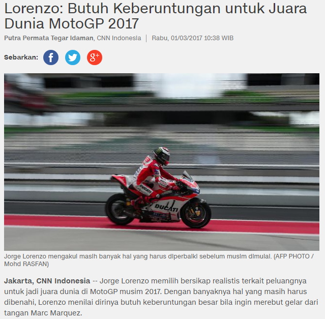 SORRY, TIDAK ADA KEBERUNTUNGAN DI MOTO GP!