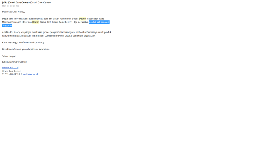 Hati-hati ketika beli produk crea dari ORAMI (penipu / palsu)