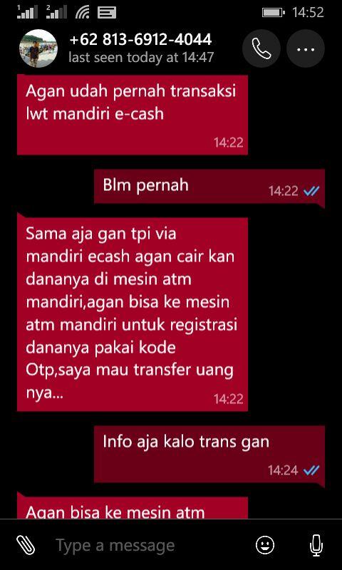 MODUS PENIPUAN MANDIRI E-CASH