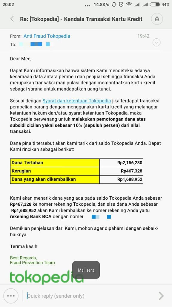 Kerugian Seller yang disebabkan oleh Tokopedia 