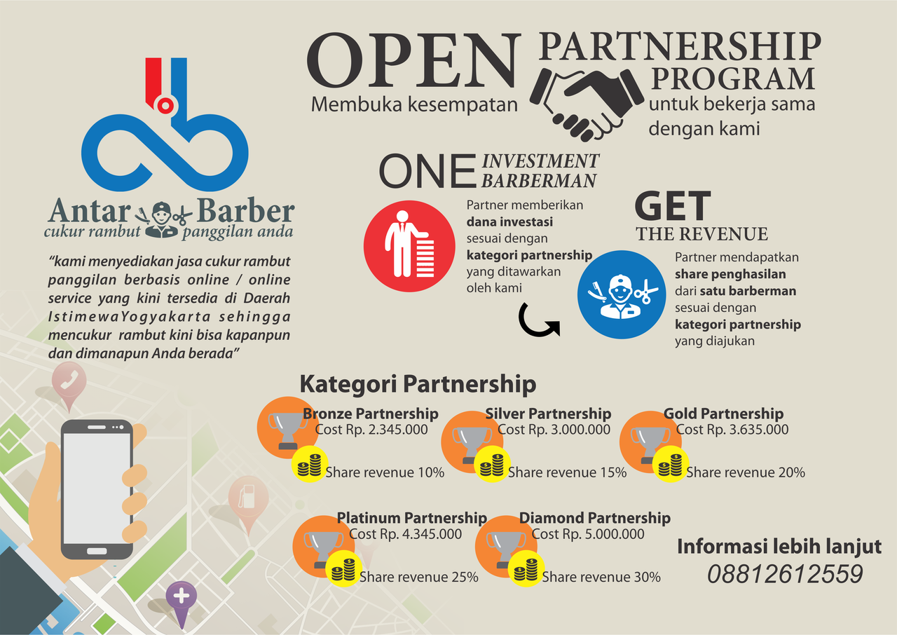 Penawaran Partnership Antar Barber Jogja Share 10-15% untuk partner